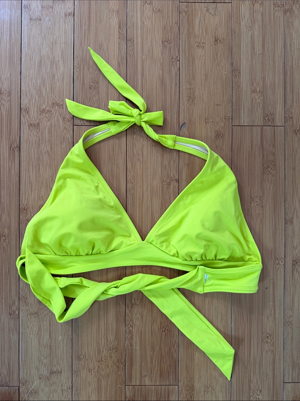 Neon Lime Halter Tie Bikini Top
